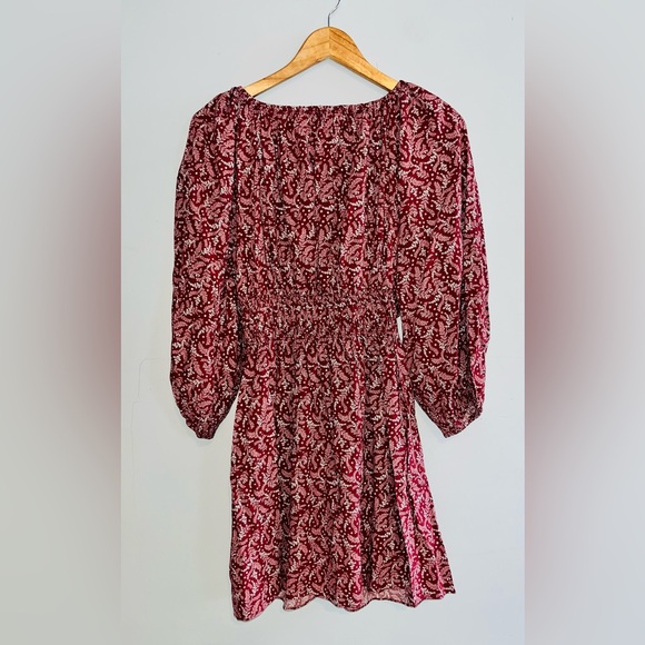 Madewell Red Paisley Floral Puff Sleeve Dress sz S NWT! - Picture 4 of 11